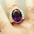 Solid gold and solid sterling silver rings with gemstones, diamonds and Khanda / Adi Shakti symbols